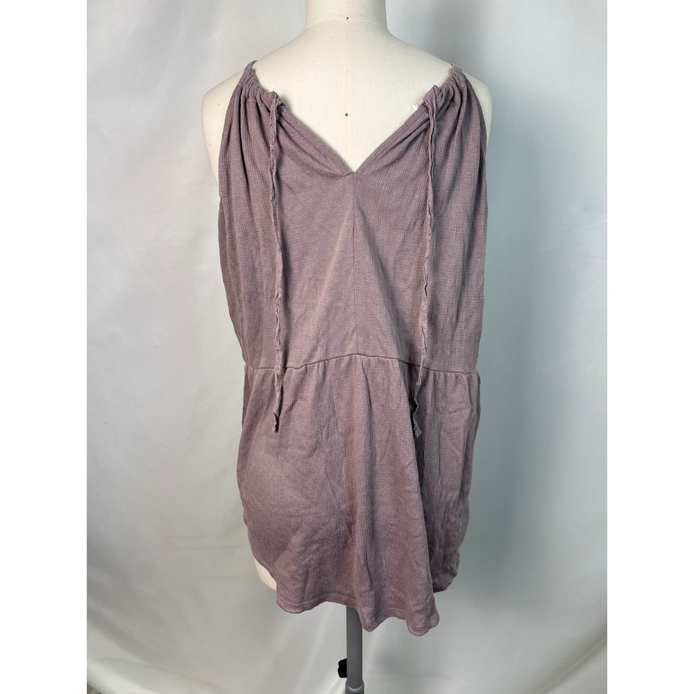 Maurices 0X Purple Halter Babydoll Tank Top Waffle Knit Sleeveless Blouse - Picture 3 of 9
